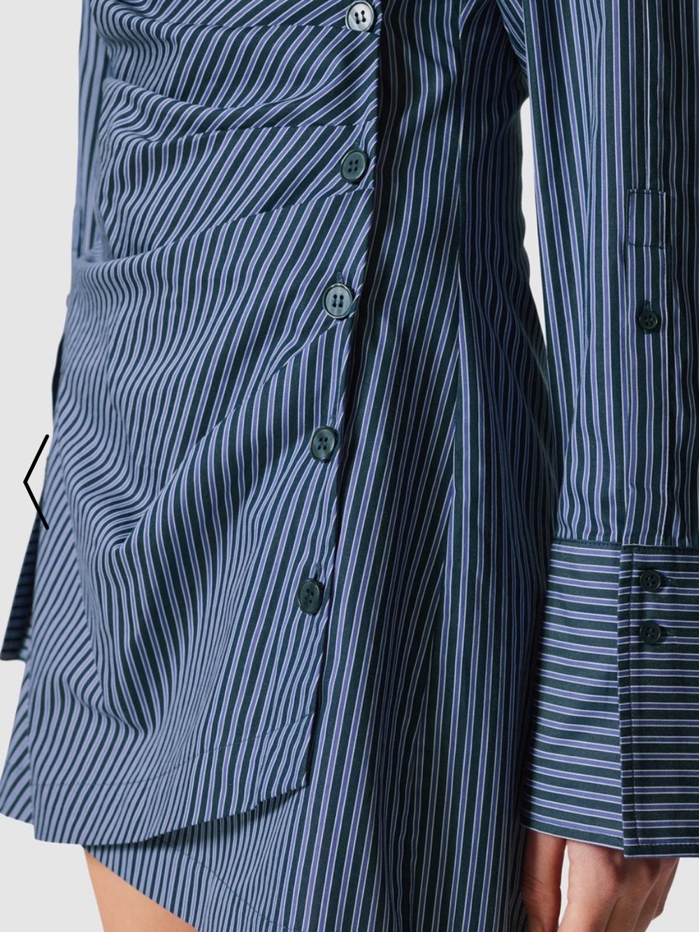 & OTHER STORIES wrap shirt mini dress asymmetric blue stripes cotton size L - Picture 4 of 13